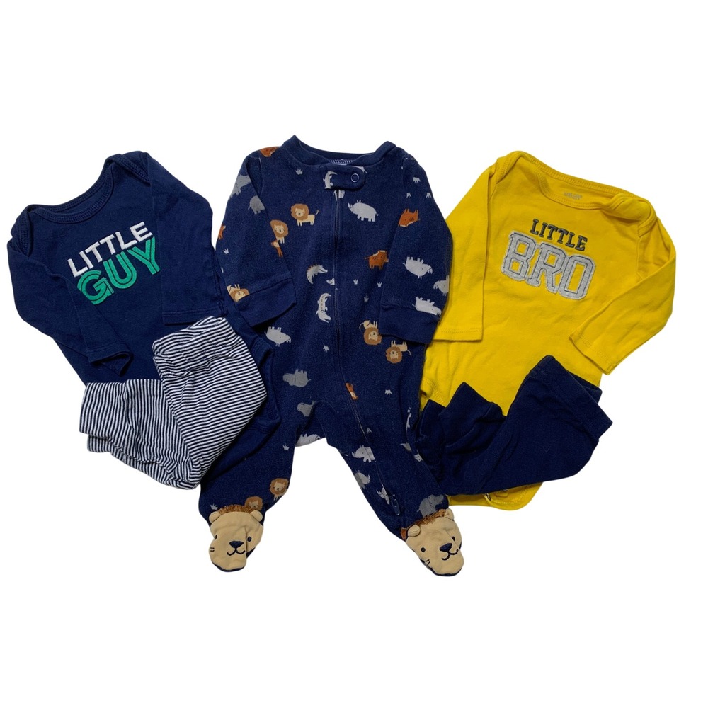 Just One You by Carters Baby Boy 3M 5-Piece Lot Lion Safari Sleeper Pants Set